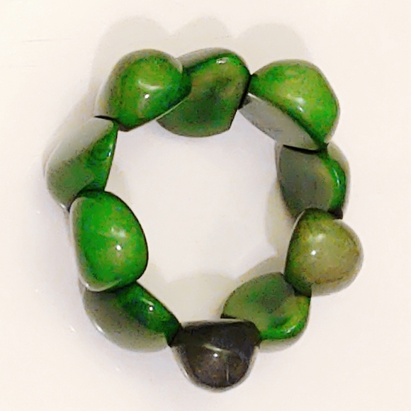 Vintage Green Marbled Bakelite Chunky Bracelet - Picture 6 of 6